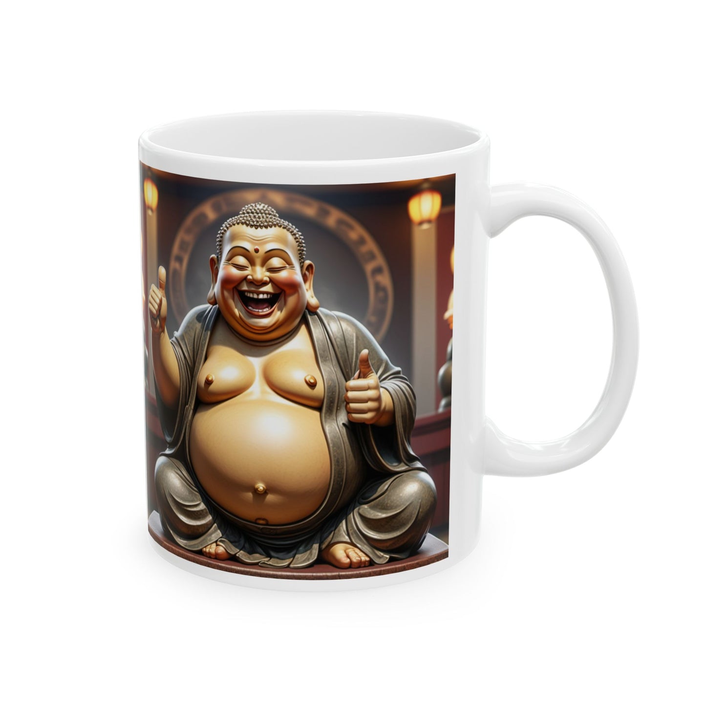 Light hearted Buddha Wisdom Ceramic Mug, (11oz, 15oz)