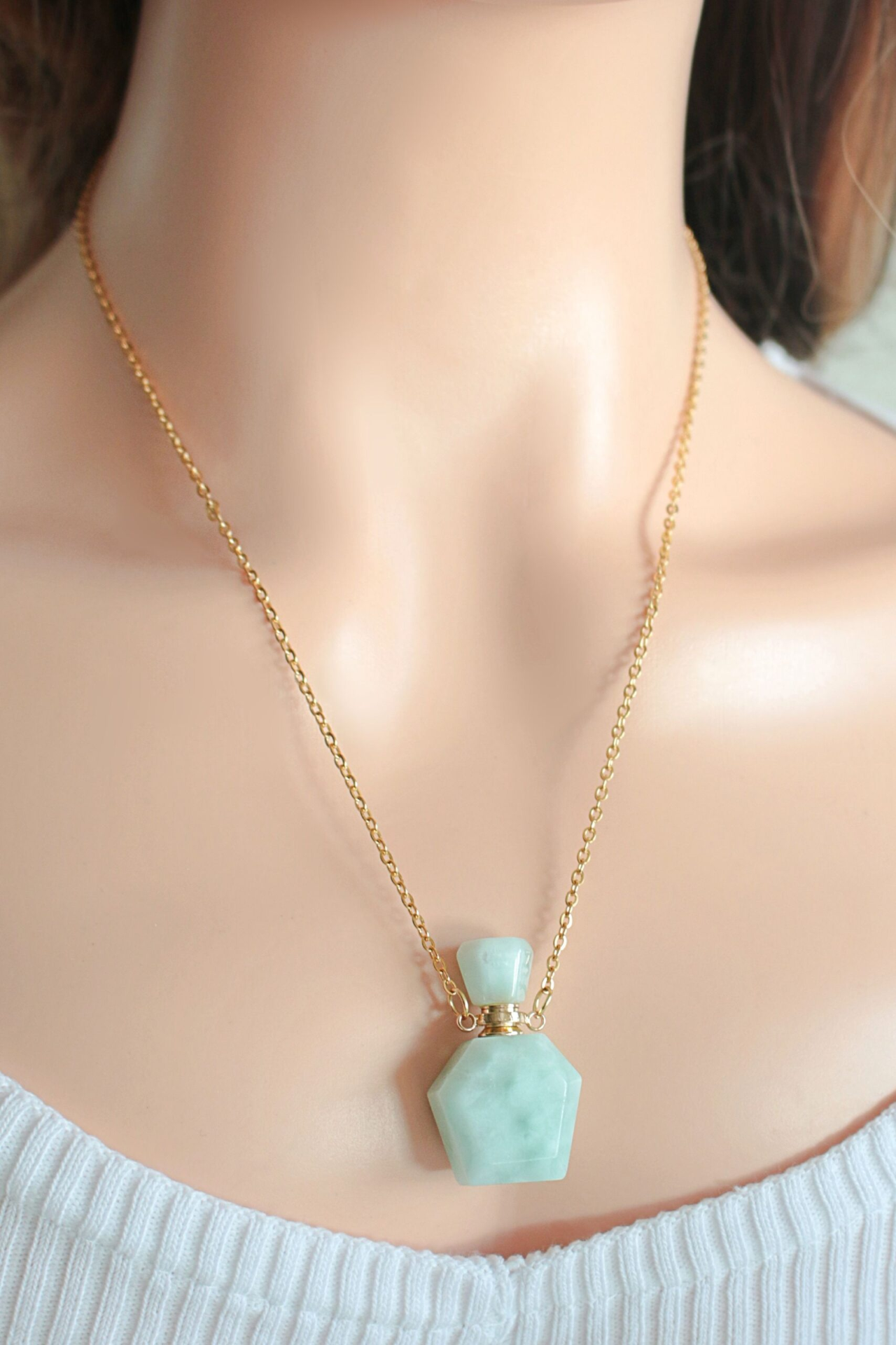 Angel Crystal Bottle | 24K Natural Amazonite Crystal Bottle Necklace