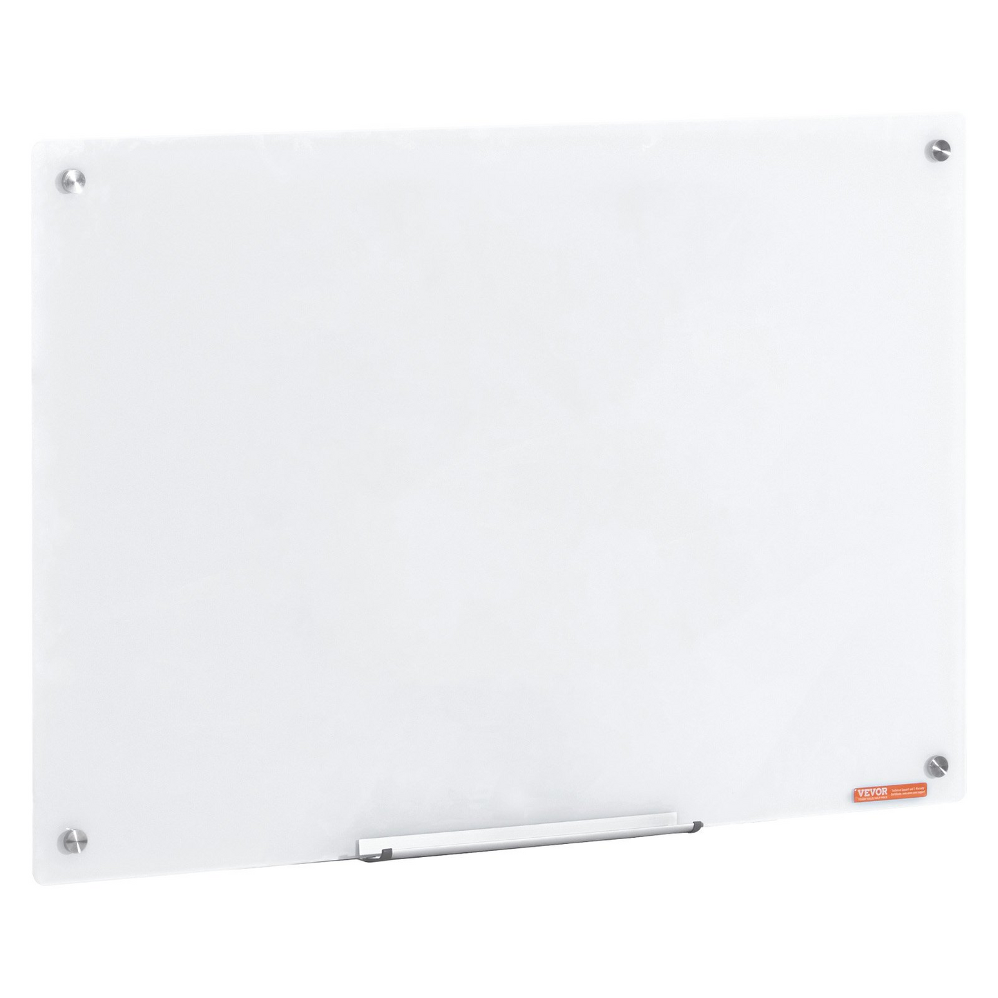 VEVOR Magnetic Glass Whiteboard, Dry Erase Board 36"x24", Wall-Mounted Large White Glassboard Frameless, with Marker Tray, an Eraser and 2 Markers, White