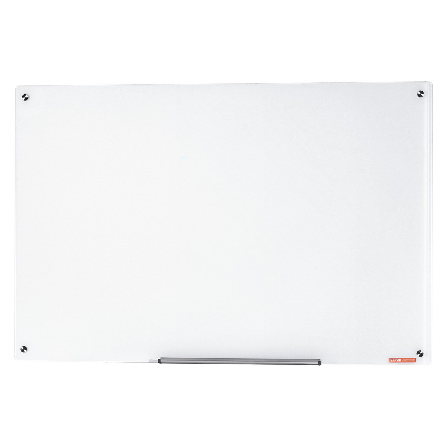 VEVOR Magnetic Glass Whiteboard, Dry Erase Board 48"x32", Wall-Mounted Large White Glassboard Frameless, with Marker Tray, an Eraser and 2 Markers, White