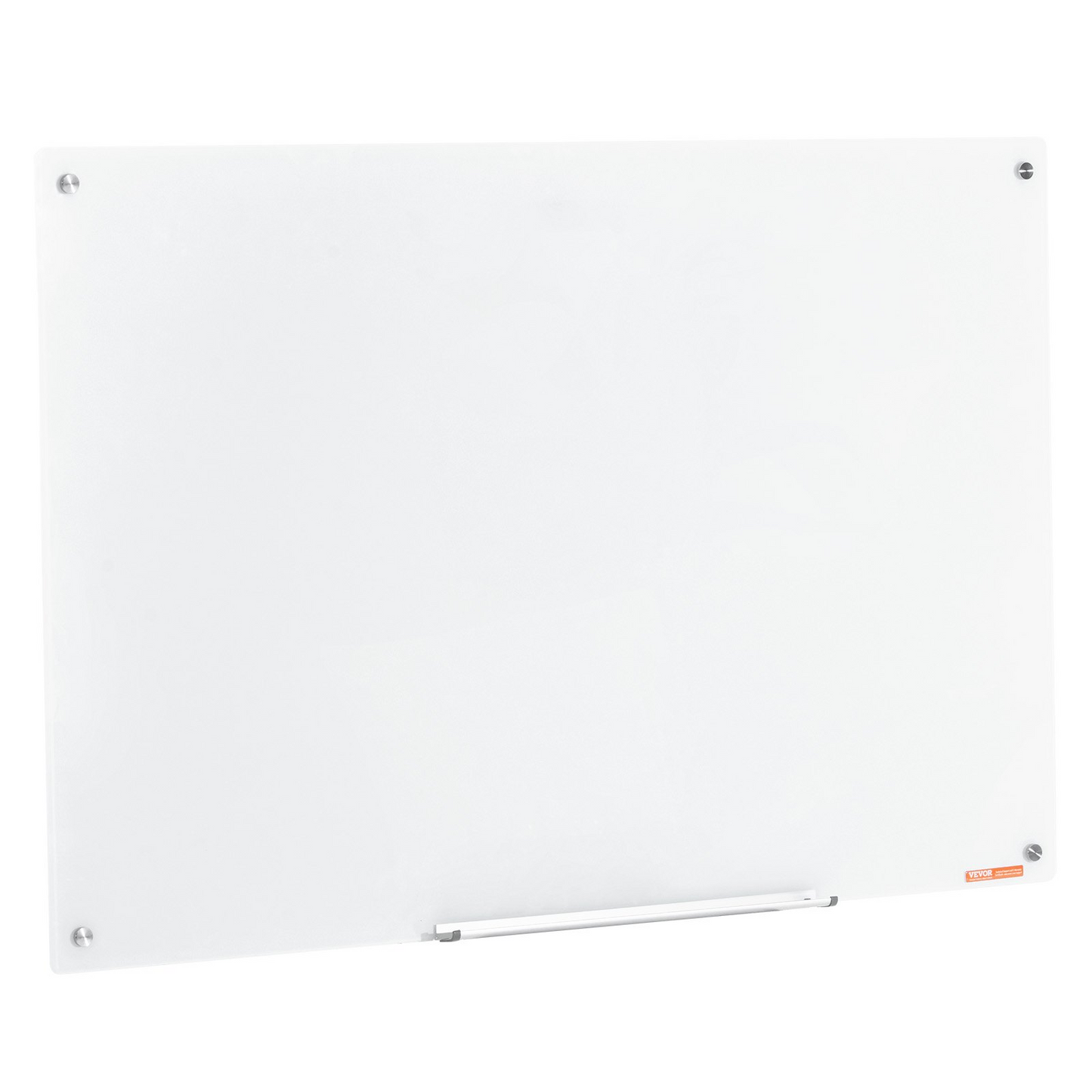 VEVOR Magnetic Glass Whiteboard, Dry Erase Board 48"x32", Wall-Mounted Large White Glassboard Frameless, with Marker Tray, an Eraser and 2 Markers, White