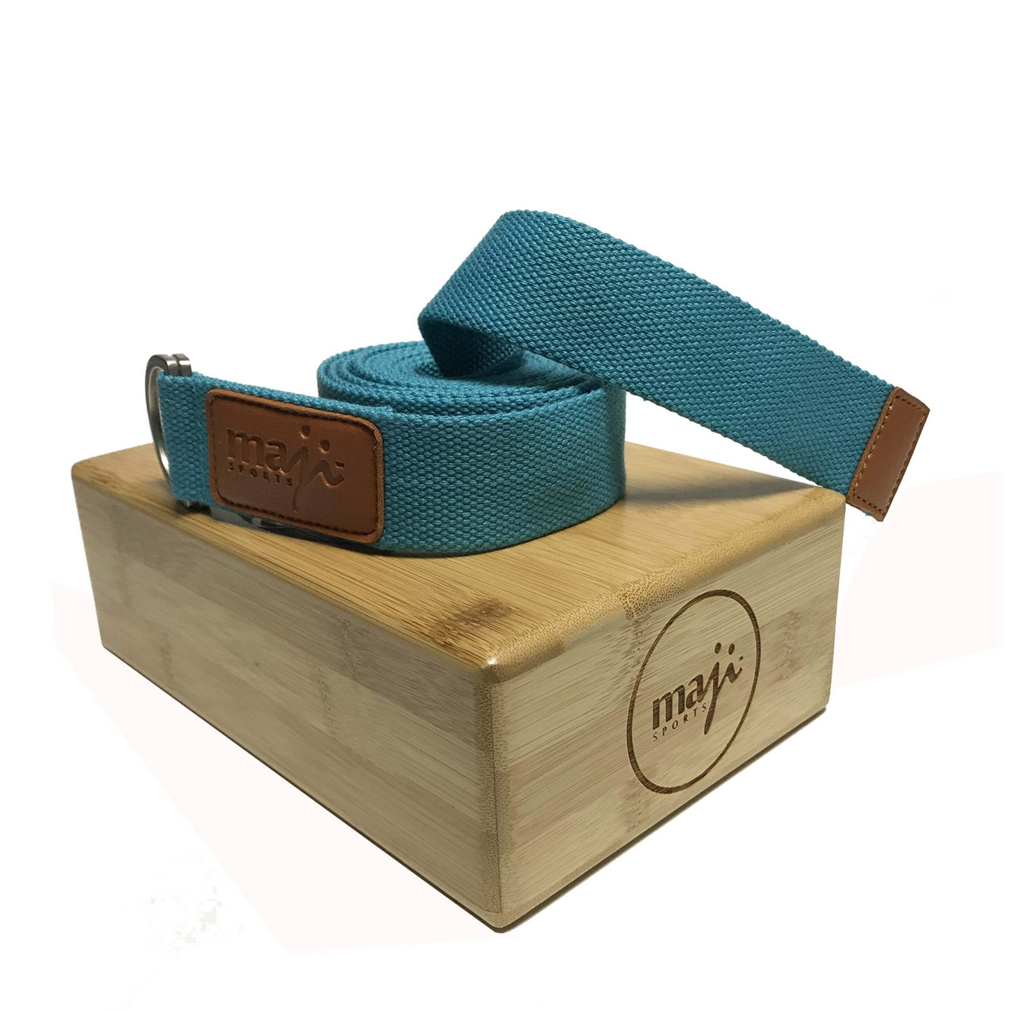 Maji Sports Bamboo Yoga Block & Strap Combo