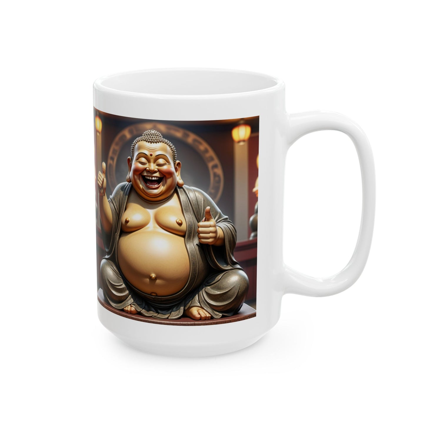 Light hearted Buddha Wisdom Ceramic Mug, (11oz, 15oz)